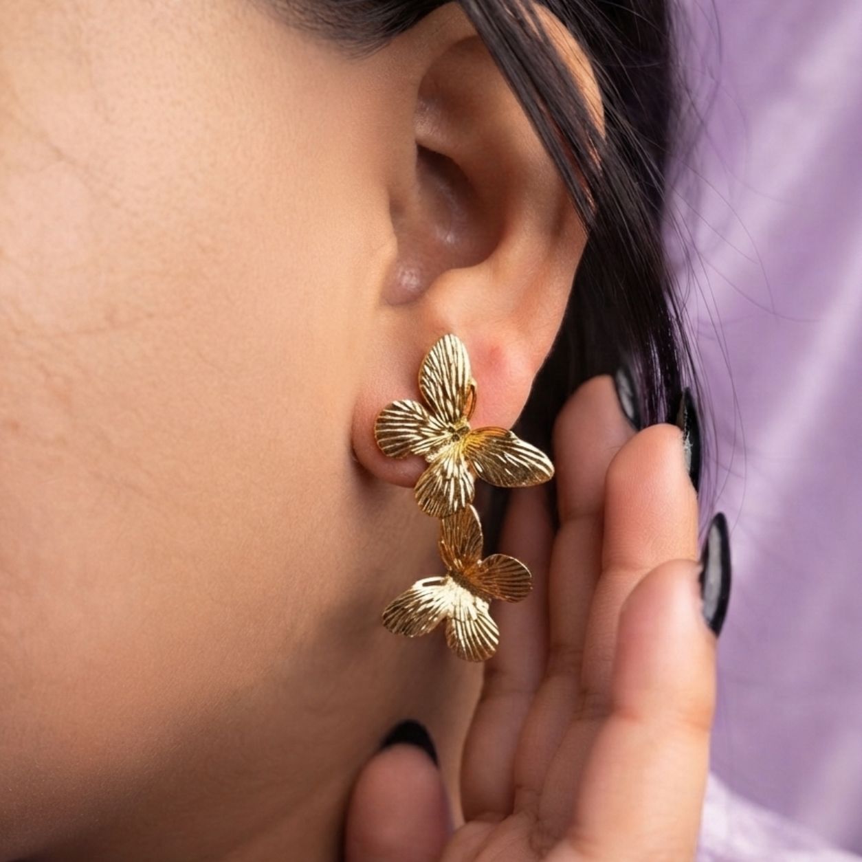 Luxury Gold Butterfly Drop Earrings for Women